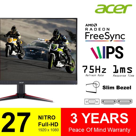 ACER NITRO 27 Inch VG270Y Inch Full HD 75Hz IPS Gaming Monitor
