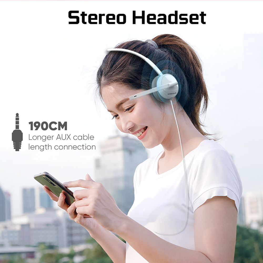 SonicGear Xenon 1 Stereo Headphones with Mic For Smartphones and Tablets - White