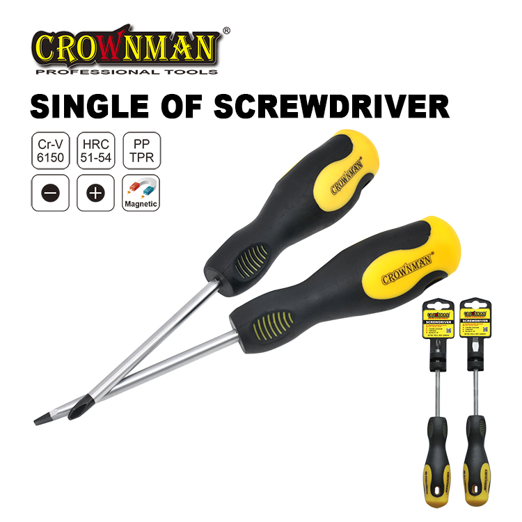 Crownman 5.0*150mm Screwdriver with Double Color TPR Handle