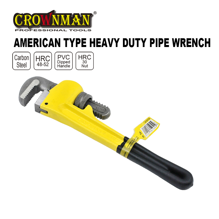 Crownman 12&quot; American Type Heavy Duty Pipe Wrench with Dipped Handle