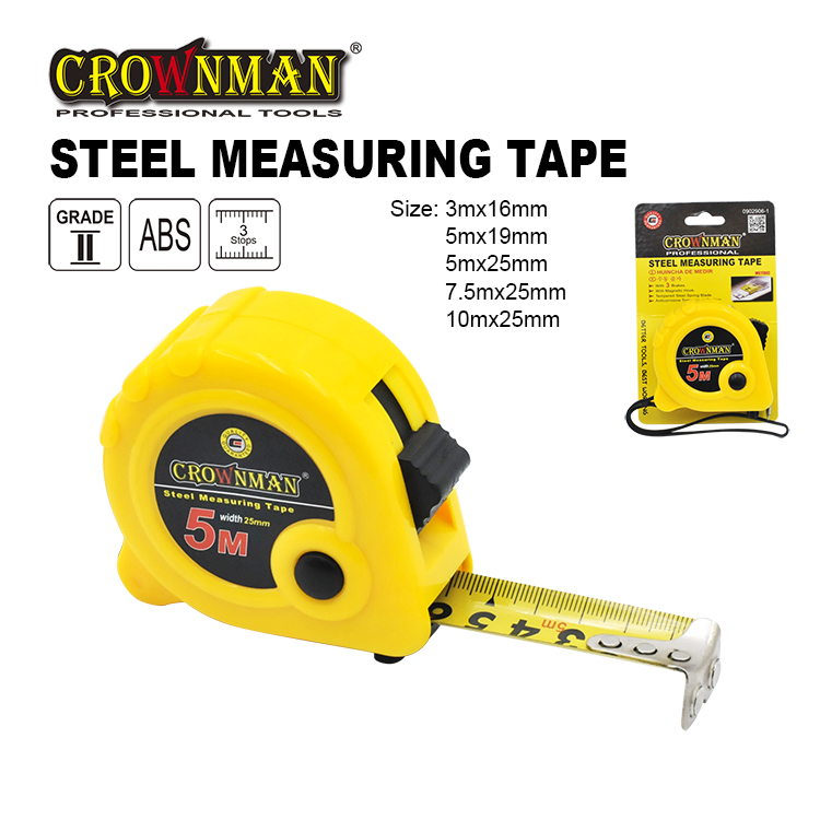 Crownman 3mx16mm ABS Case Steel Measuring Tape with Magnetic Hooka