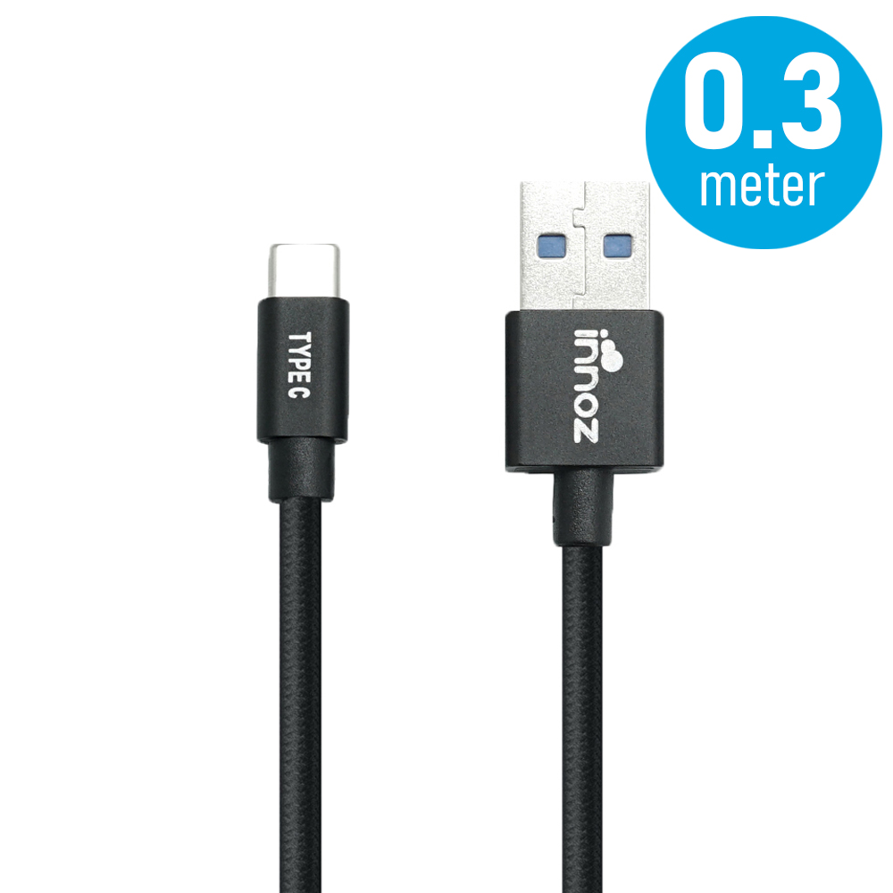 Innoz InnoLink USB 3.1 to Type-C 5Gbps Super Speed Transfer & 5V/3A  High Speed Charging Cable - Black (0.3m)