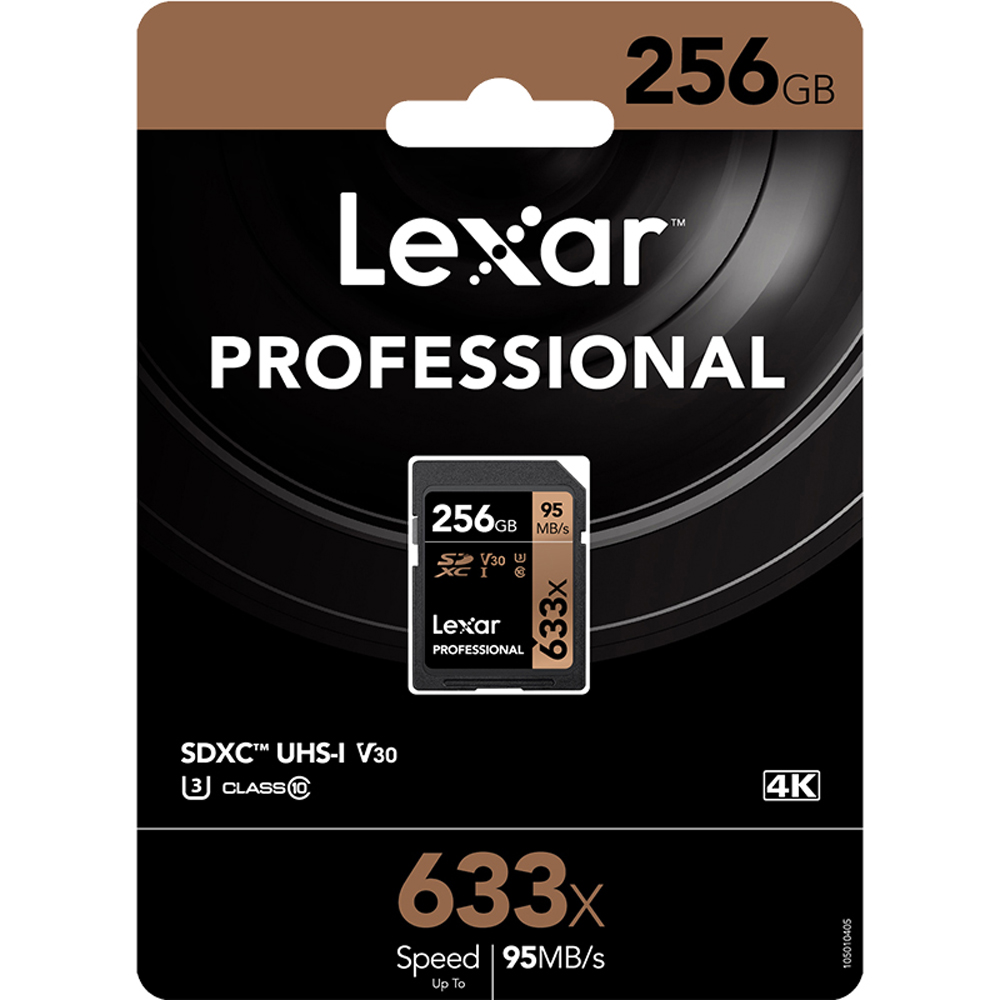 Lexar 633X Professional 256GB V30 U3 SDHC™/SDXC™ UHS-I Memory Cards (up to 95MB/s read, Write 45MB/s)