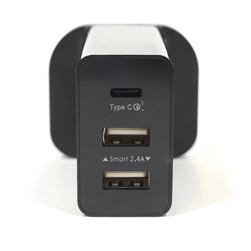 Innoz® InnoPower Q3C 3 Port with Type-C QC3.0 Smart Wall Charger - Black