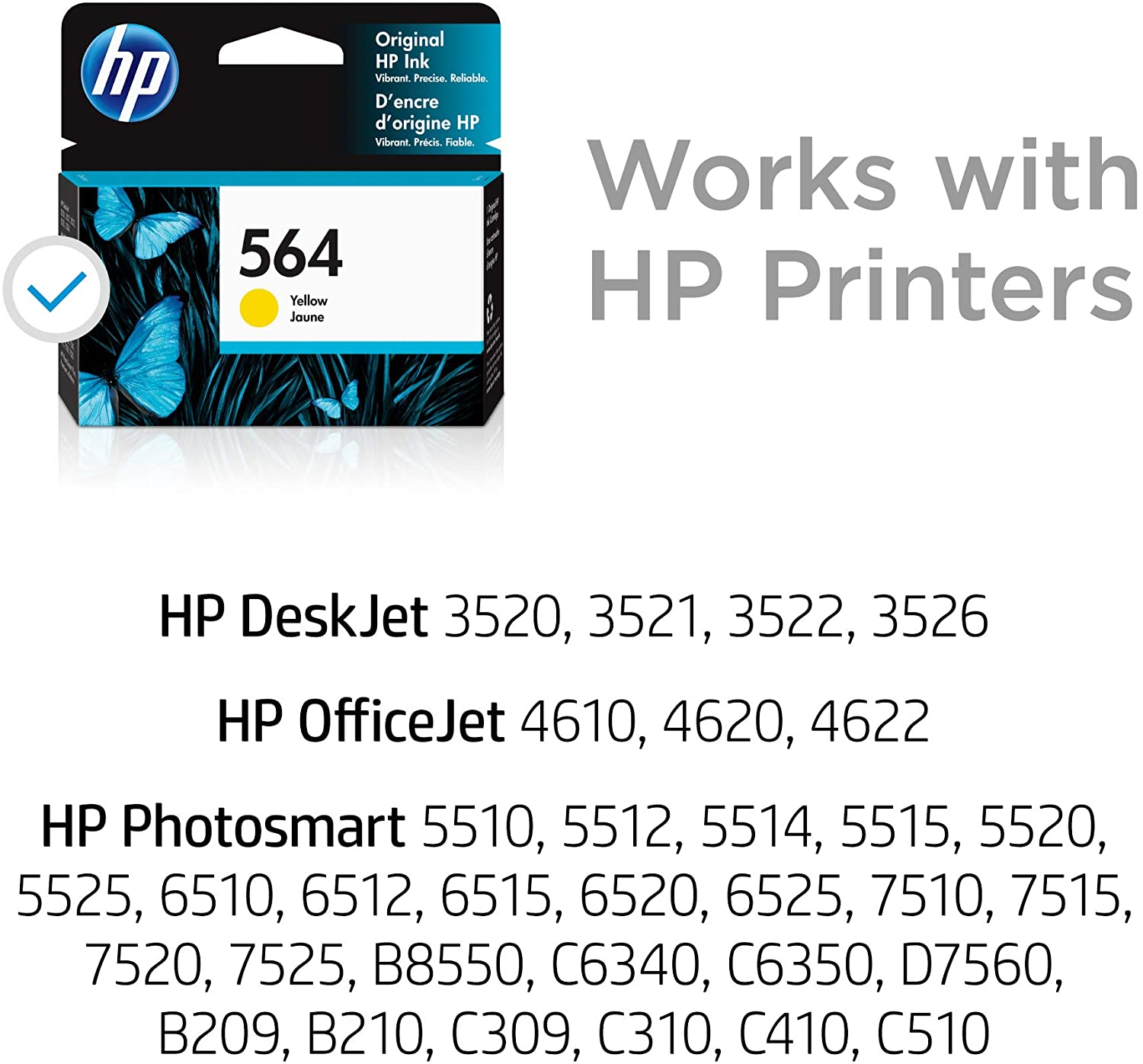 [CLEARANCE] Original HP 564 Yellow Ink Cartridge - Genuine HP Ink CB320WA CB320A CB320 Color Ink (300 Pages)