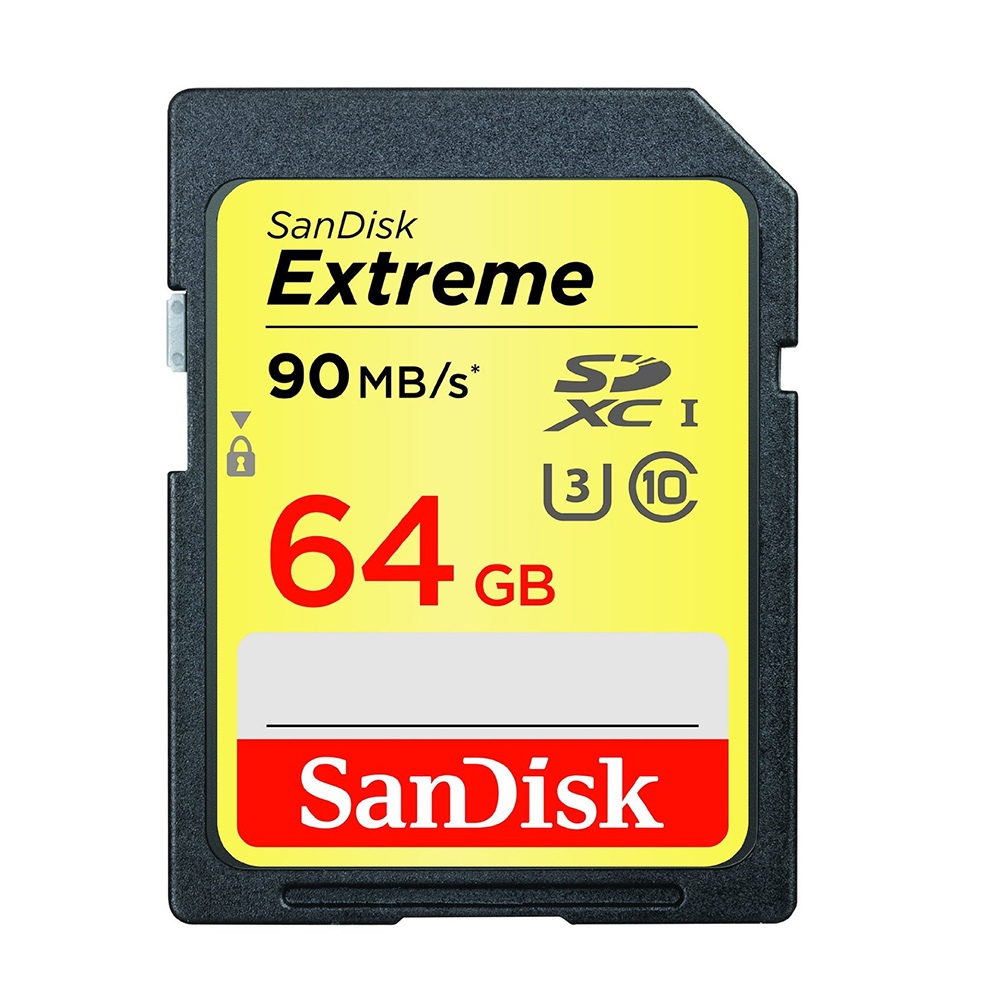 SanDisk Extreme 64GB 90MB/s U3 C10 SDXC UHS-I Memory Card