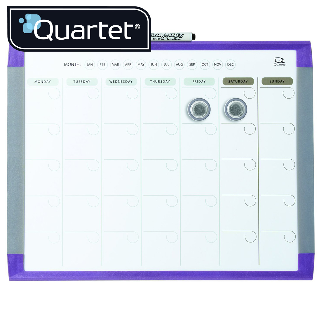 Quartet DryErase Calendar, 1month, 11 x 14 Inches, White Frame