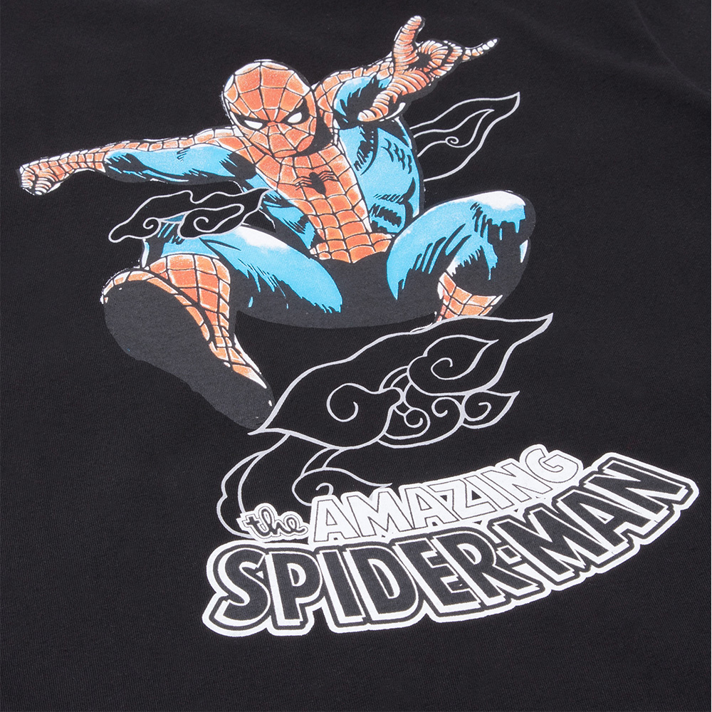 Marvel Comics Series Spider-Man Ink Painting Tee (Black, Size XS)