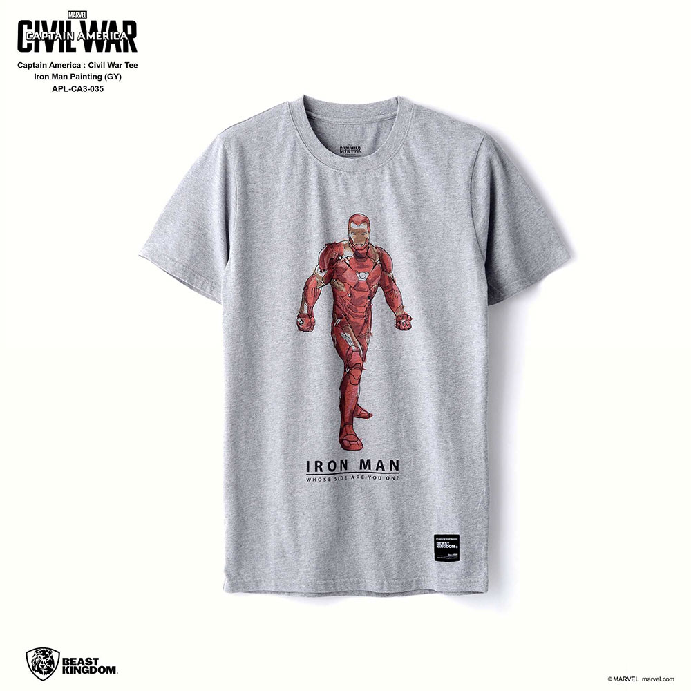 Marvel Captain America: Civil War Tee Iron Man Painting - Gray, Size XS (APL-CA3-035)