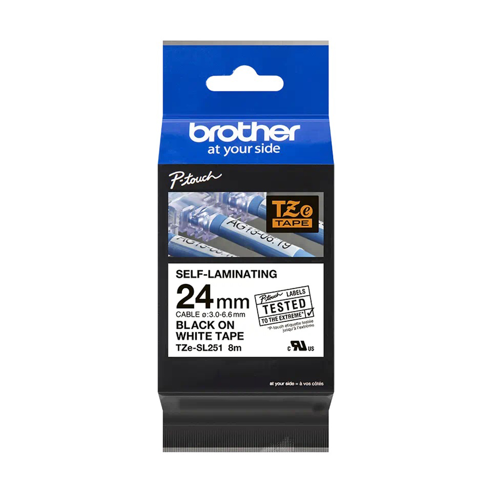 Brother TZe-SL251 Genuine Self Laminating Label, 24mm Black on White