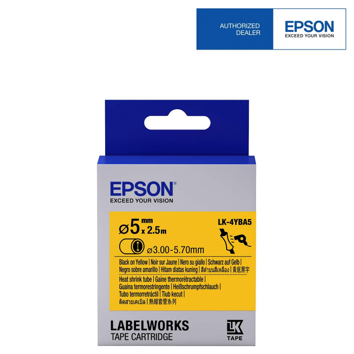 Epson Black on Yellow, Heat Shrink, DIA.(Item No:EPS LK-4YBA5)