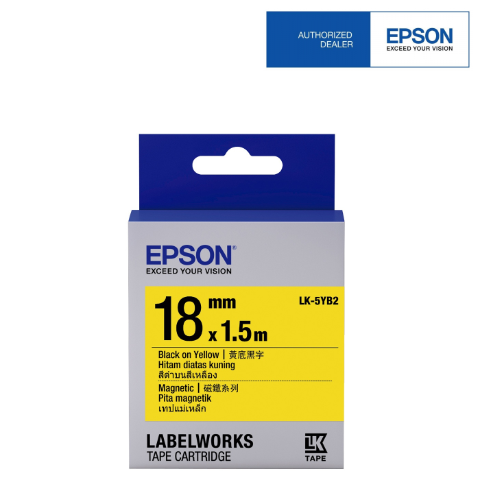 Epson Label Cartridge 18mm Black on Yellow Magnetic