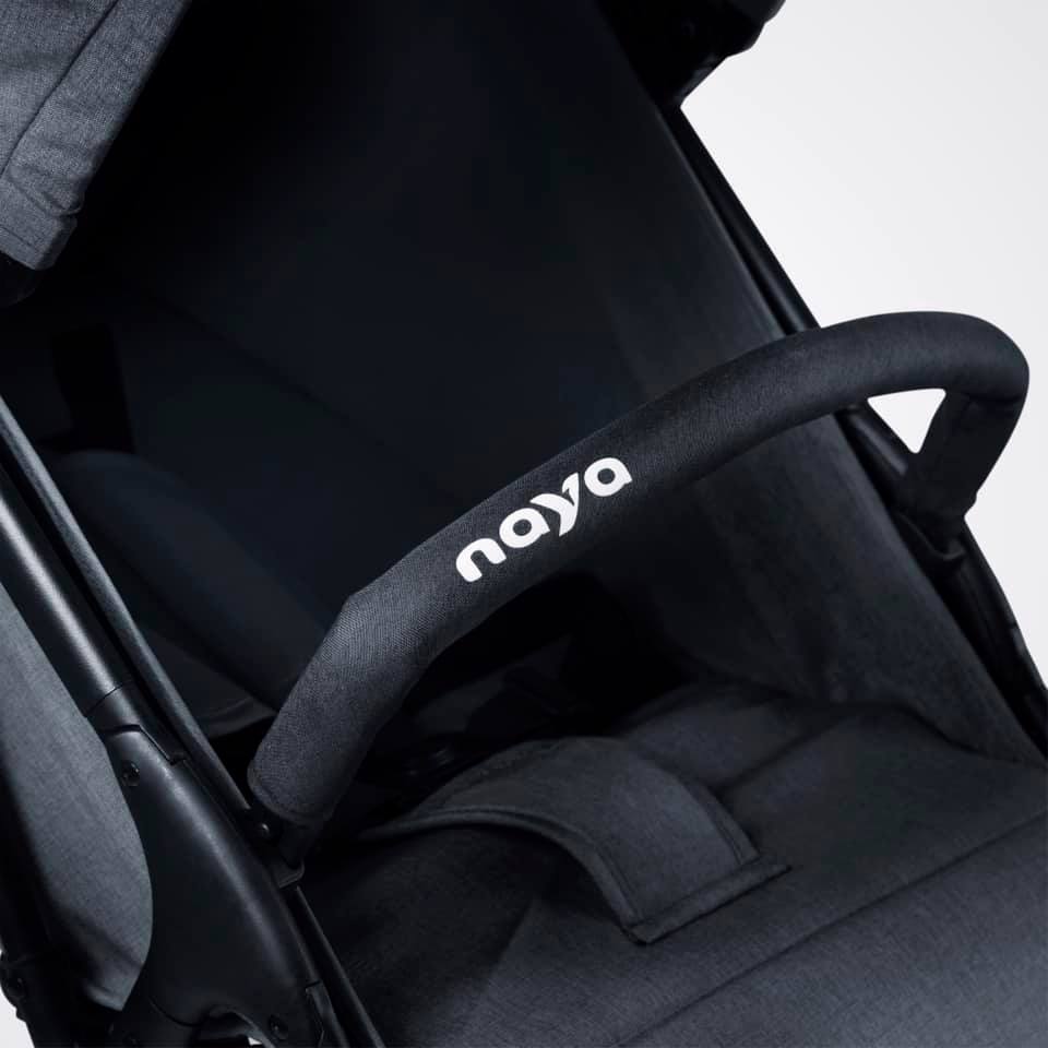 Naya Magiz Baby Stroller (Black) - One Click Magic Fold, Lightweight 5.9kg, Flat Recline, Mesh Window, Travel Cabin Size Stroller