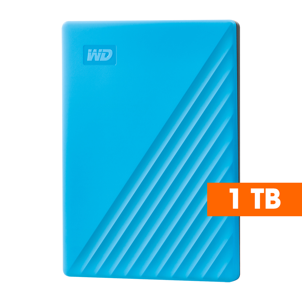 WD Western Digital My Passport 1TB Slim Portable External Hard Disk USB 3.0 With WD Backup Software & Password Protection - Blue