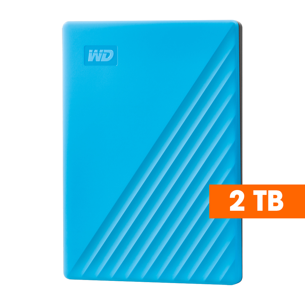 WD Western Digital My Passport 2TB Slim Portable External Hard Disk USB 3.0 With WD Backup Software & Password Protection - Blue