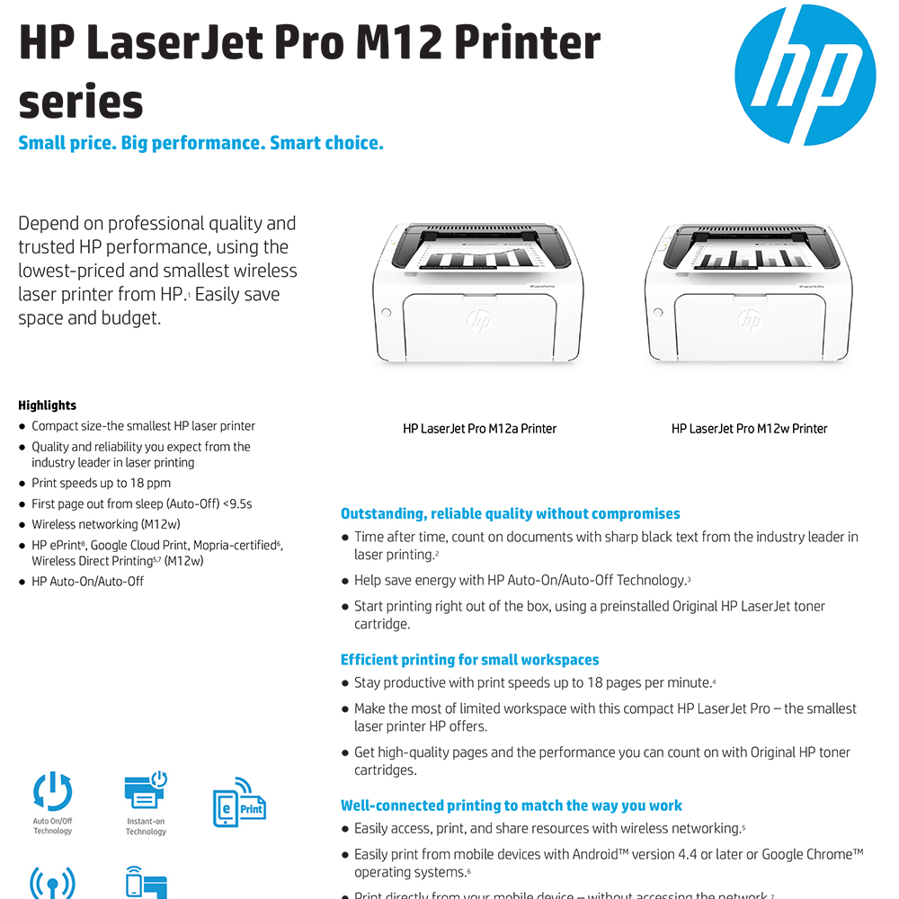 Hp Laserjet Pro M12w Single Function Mono Printer T0l46a